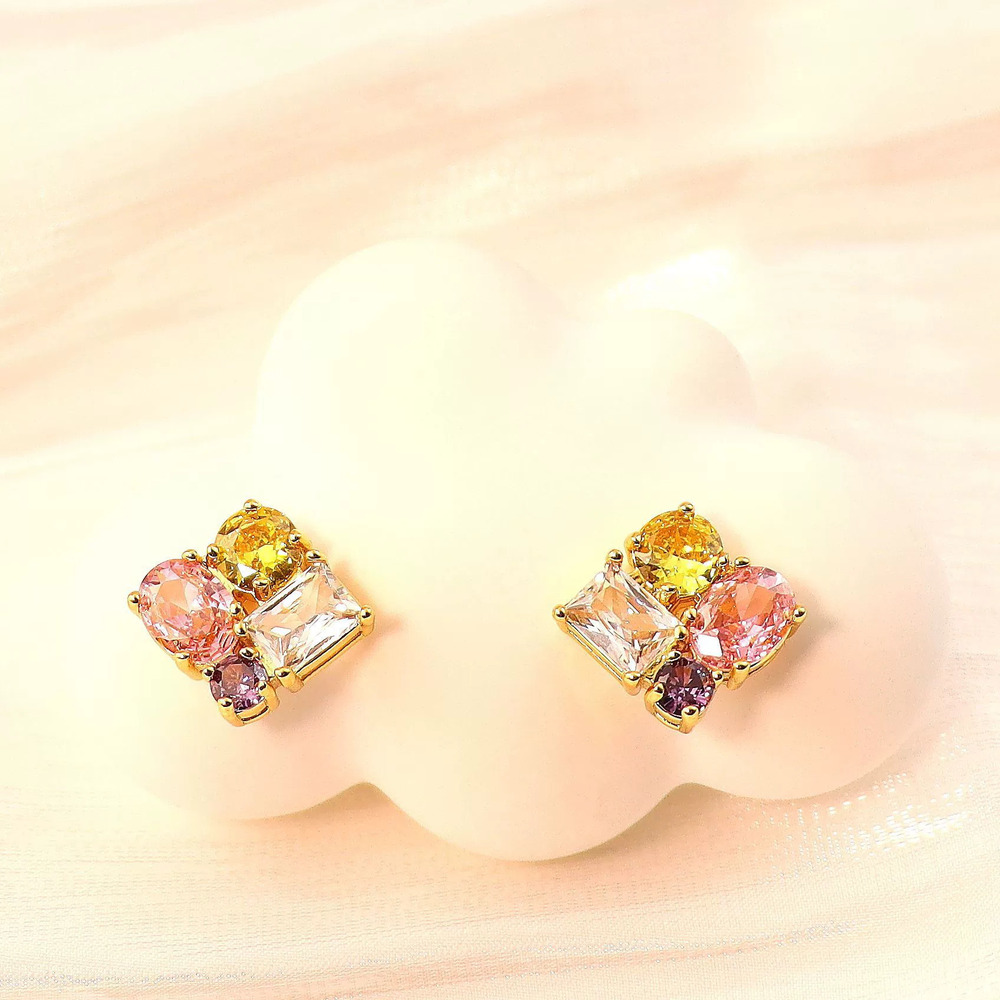 Kate SPADE Micro Set Colorful Zircon Clover Earrings Vintage
